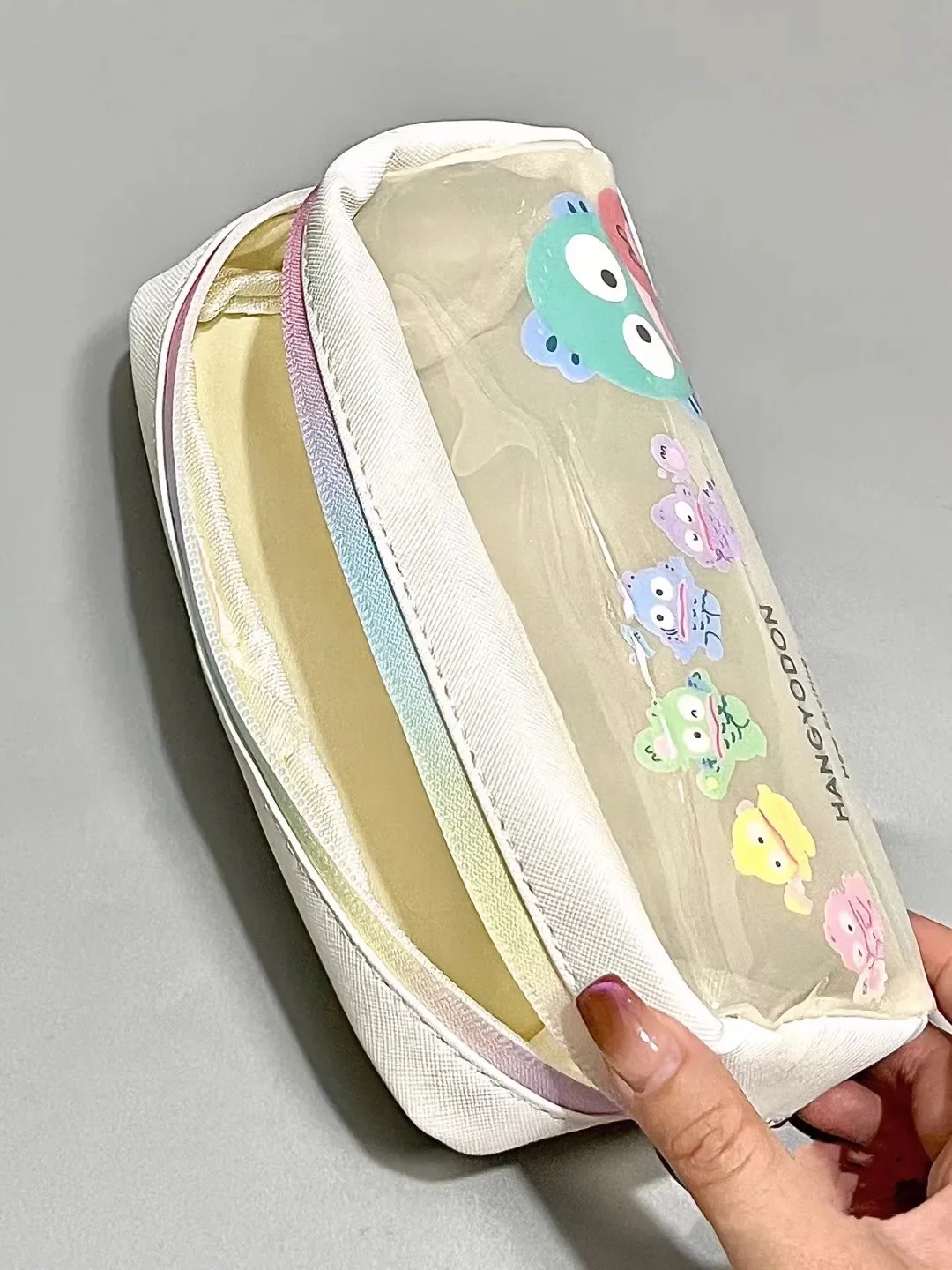 Sanrio Transparant Pencil Case Hangyodon borsa per penna impermeabile di grande capacità scatola per studenti per forniture scolastiche per ragazze regalo di cancelleria