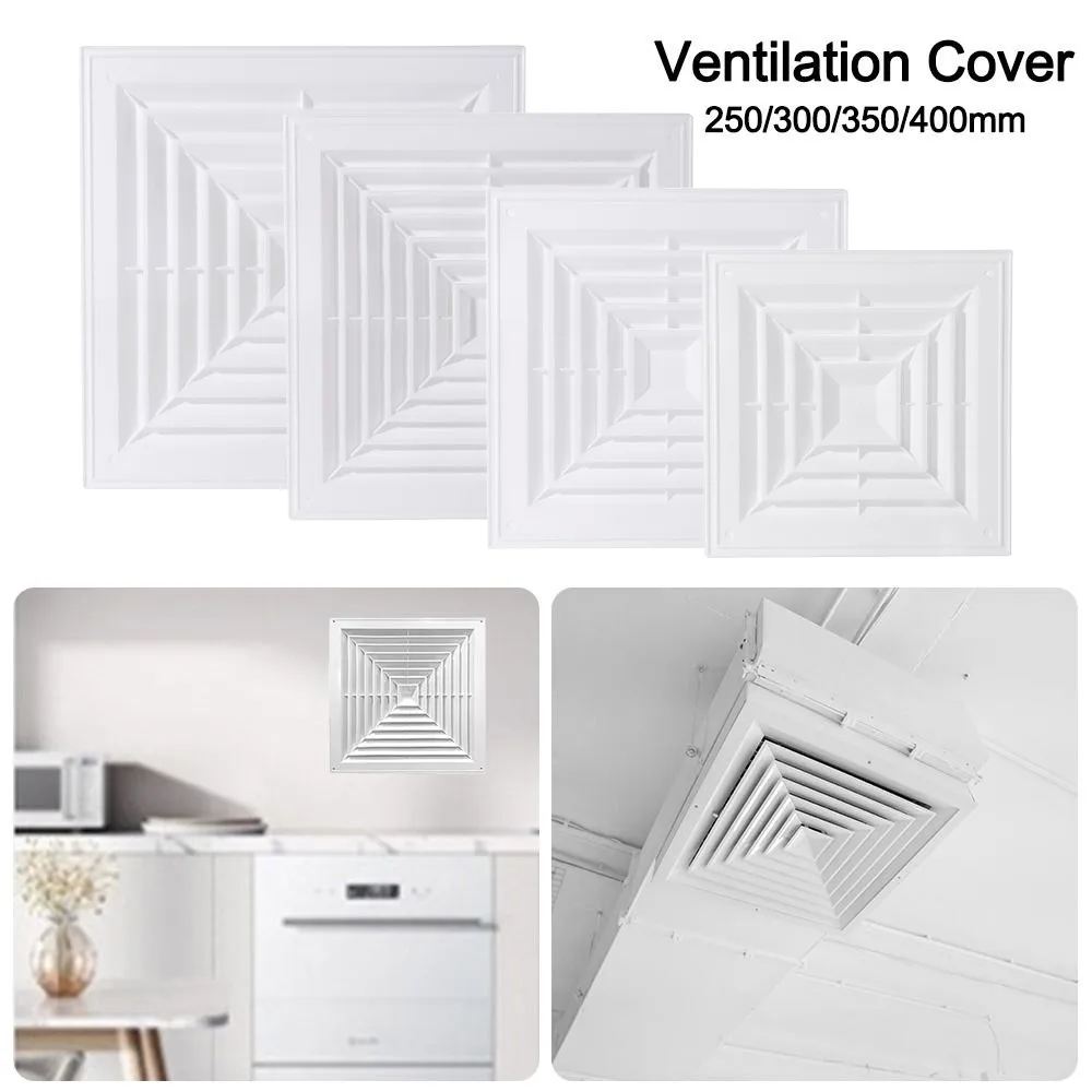 جديد البلاستيك تنفيس الهواء مصبغة الأبيض مربع فتحات التدفئة مع اللوحات عملية صامتة غطاء التهوية المطبخ