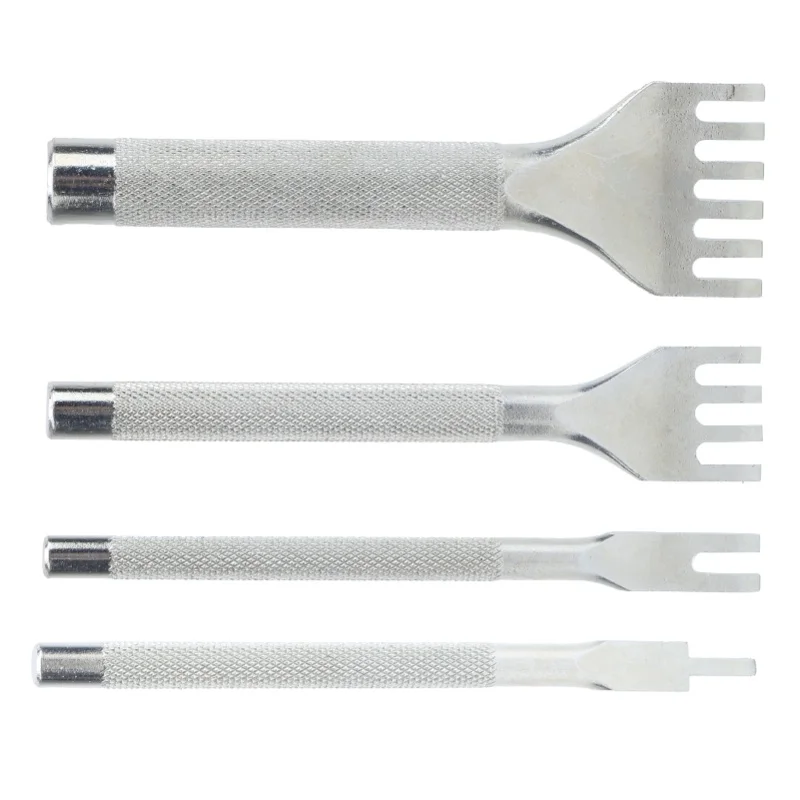 Prong Punch Tool Lacing Chisel Set Leather Hole Punches High Speed Steel Industrial Supplies(1+2+4+6 Teeth Set )