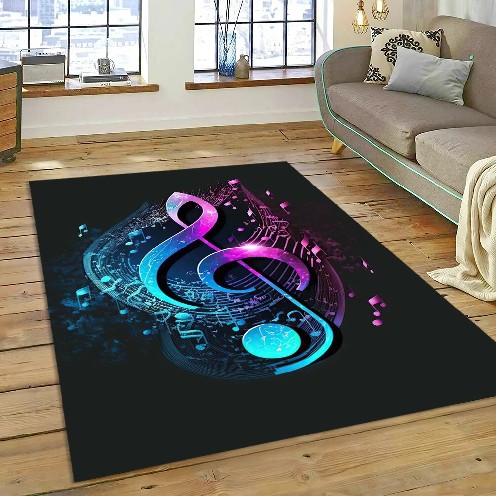 Colorful Musical Note Music Score Cartoon Carpet Rug for Home Living Room Bedroom Sofa Doormat Decor Kids Area Rug Non-slip Mat