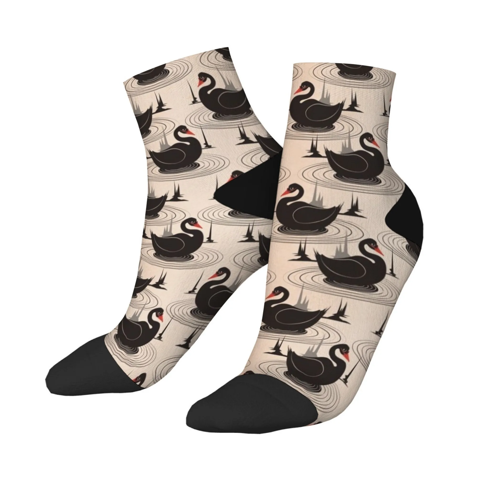 Geheimnisvoller schwarzer Schwan, kurze Socken, Polyester-Mischung, bequeme Freizeitsocken für Damen und Herren, Unisex, weich, atmungsaktiv, leicht