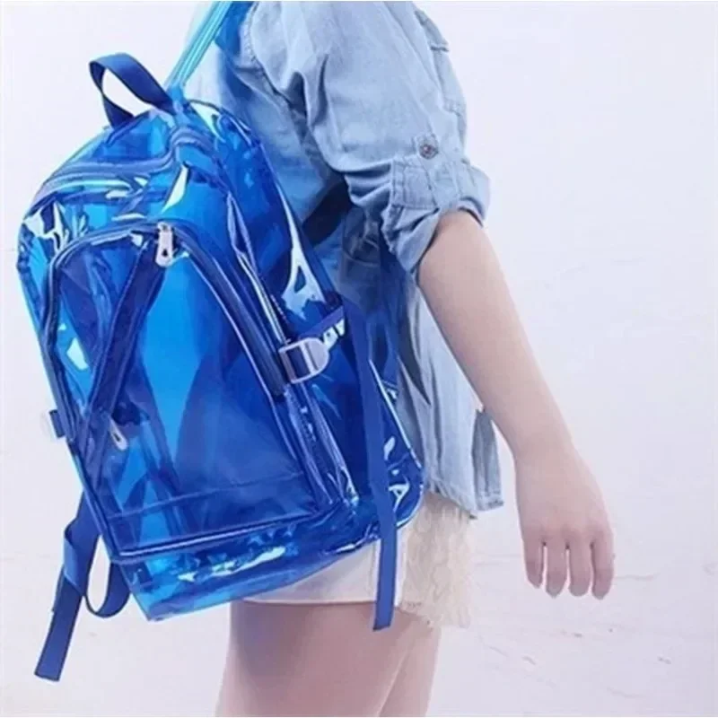 Zaino trasparente alla moda borsa da scuola per Notebook per ragazze adolescenti in plastica trasparente impermeabile in PVC trasparente