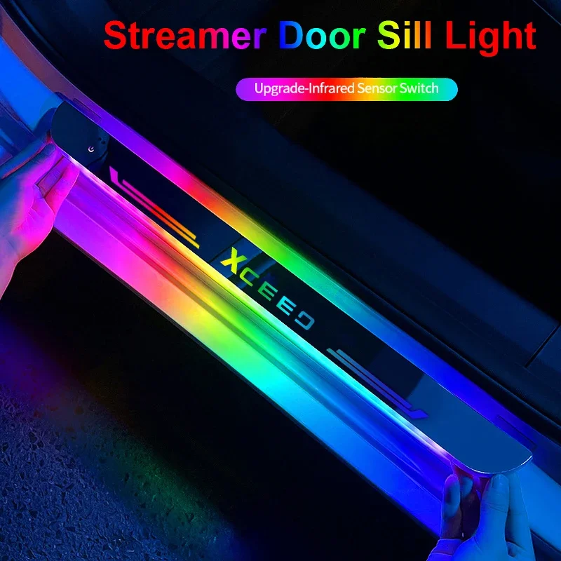 Auto Streamer Pathway Light for KIA XCEED Neon Decorative Sill Trim Accessory Glowing Wiring Free Car Front Rear Door Threshold