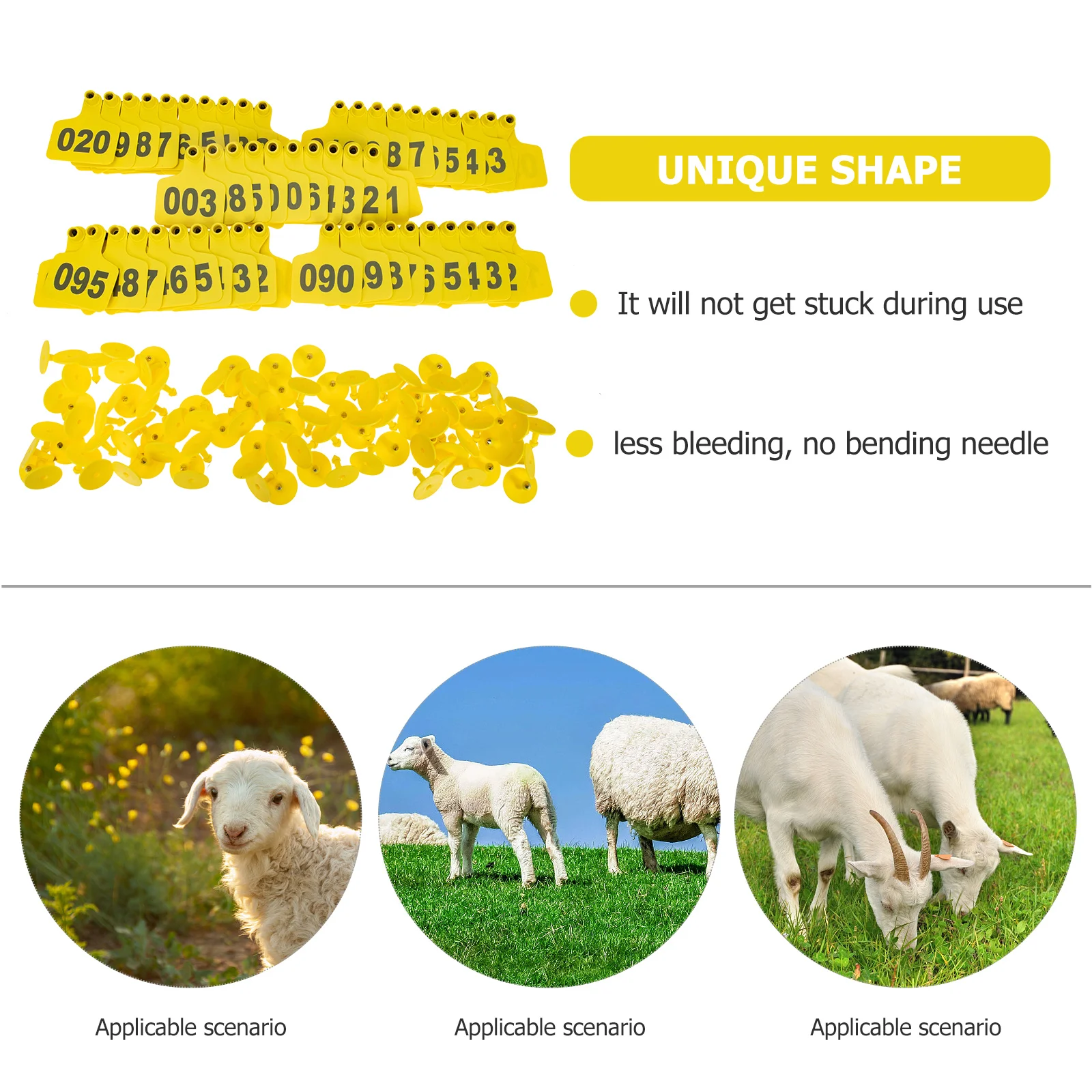 100 Sets Veterinary Ear Tag Number Livestock Tags Animal Signs for Calf Sheep Pig Plastic Cow Cattle