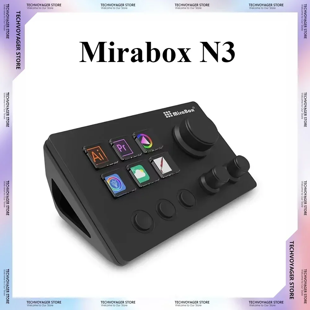 

Mirabox N3 Mini Keyboards LCD Button Controller Custom Programming Button Screen Knob Macro Visual Windows/MacOS Keyboard Gifts