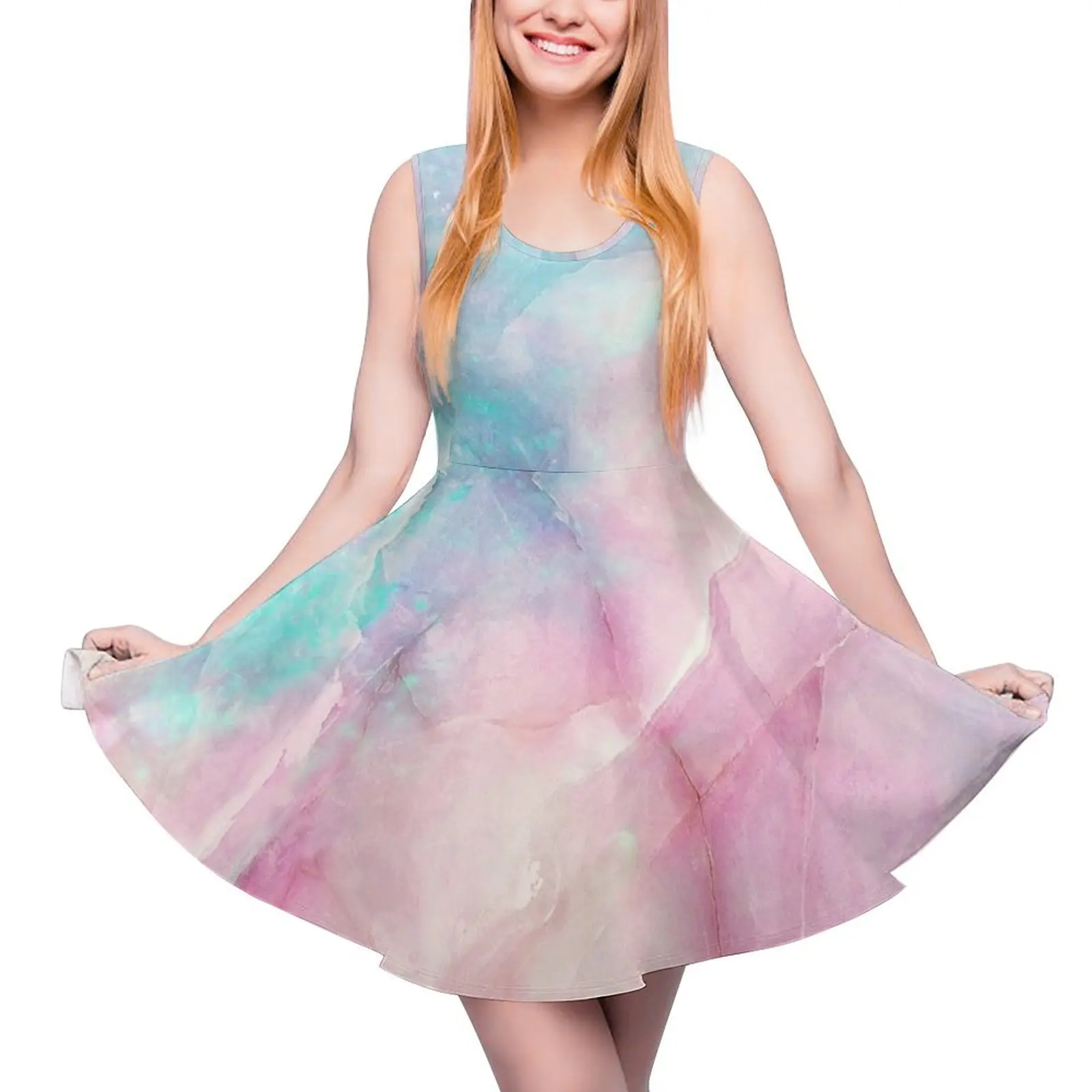 

Iridescent Marble Sleeveless Dress Casual dresses Women"s summer skirt