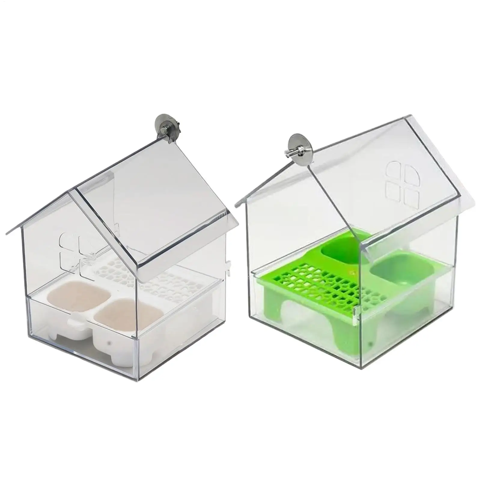 

Выдвижная внешняя кормушка для попугаев, кормушка для попугаев, птичий домик, декоративная прозрачная ванна для птиц, легко заполняется и очищаемая