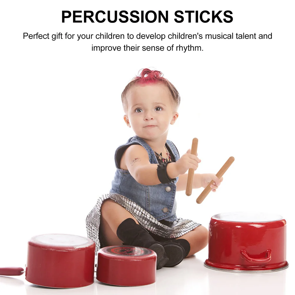 12 Pcs Kids Rhythm Sticks Toys Musical Playthings Wooden Percussion Instrument