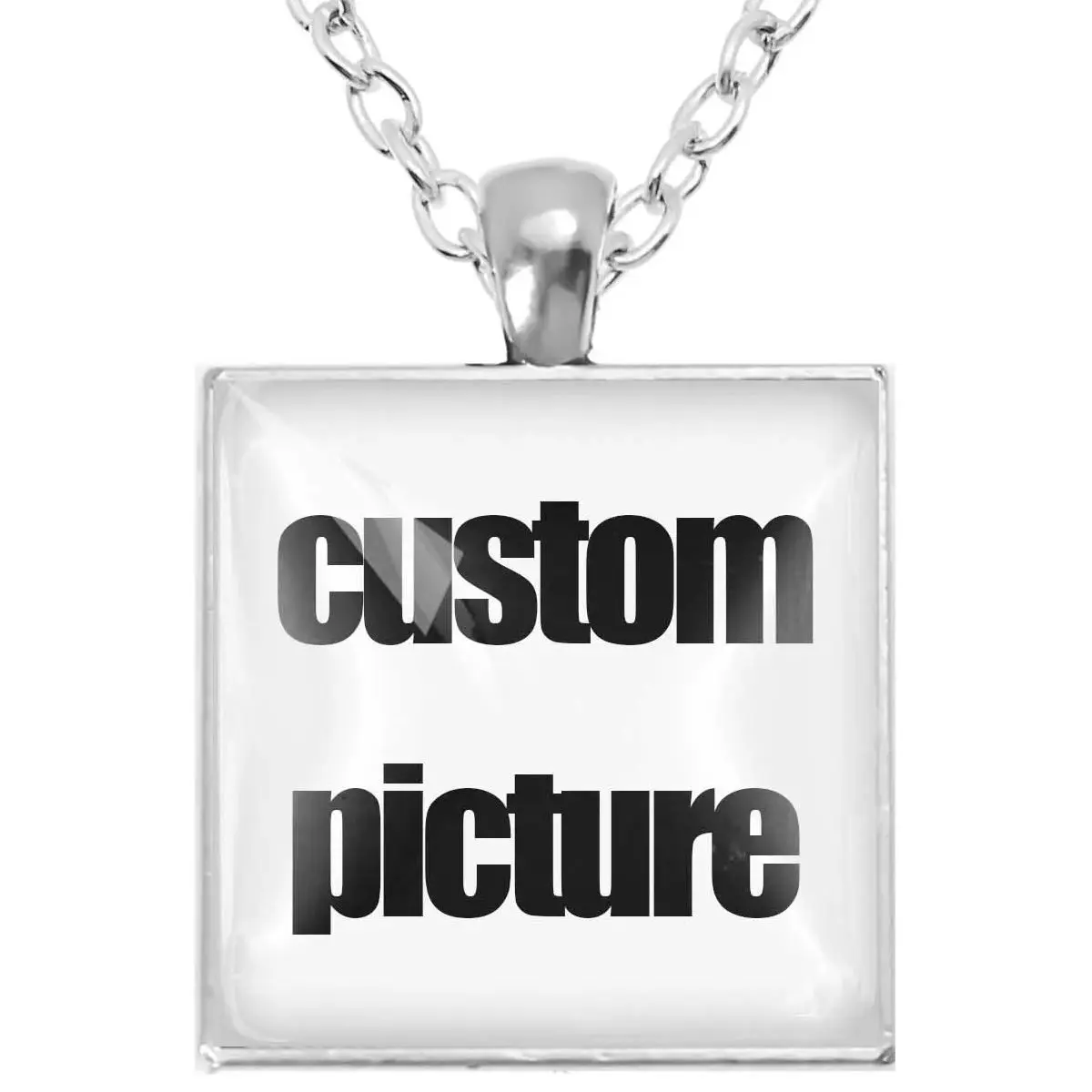 Custom Photo Square Pendant Necklace Men Women Personalized Jewelry Customized Picture Square Pendant Lover Gift
