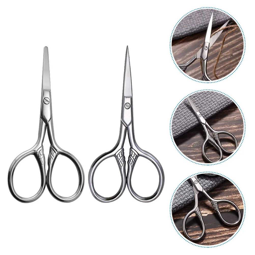 

2 Pcs Beard Scissor Eyebrow for Women Men's Trimmer Shears The Face Nose Hair