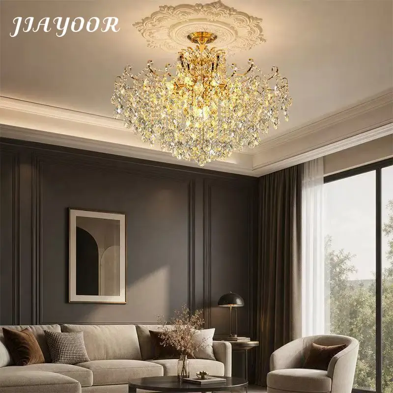 French Light Luxury Crystal Ceiling Light Living Room Lamp 2026 New Simple Modern Dining Room Bedroom Main Lighting Changeable