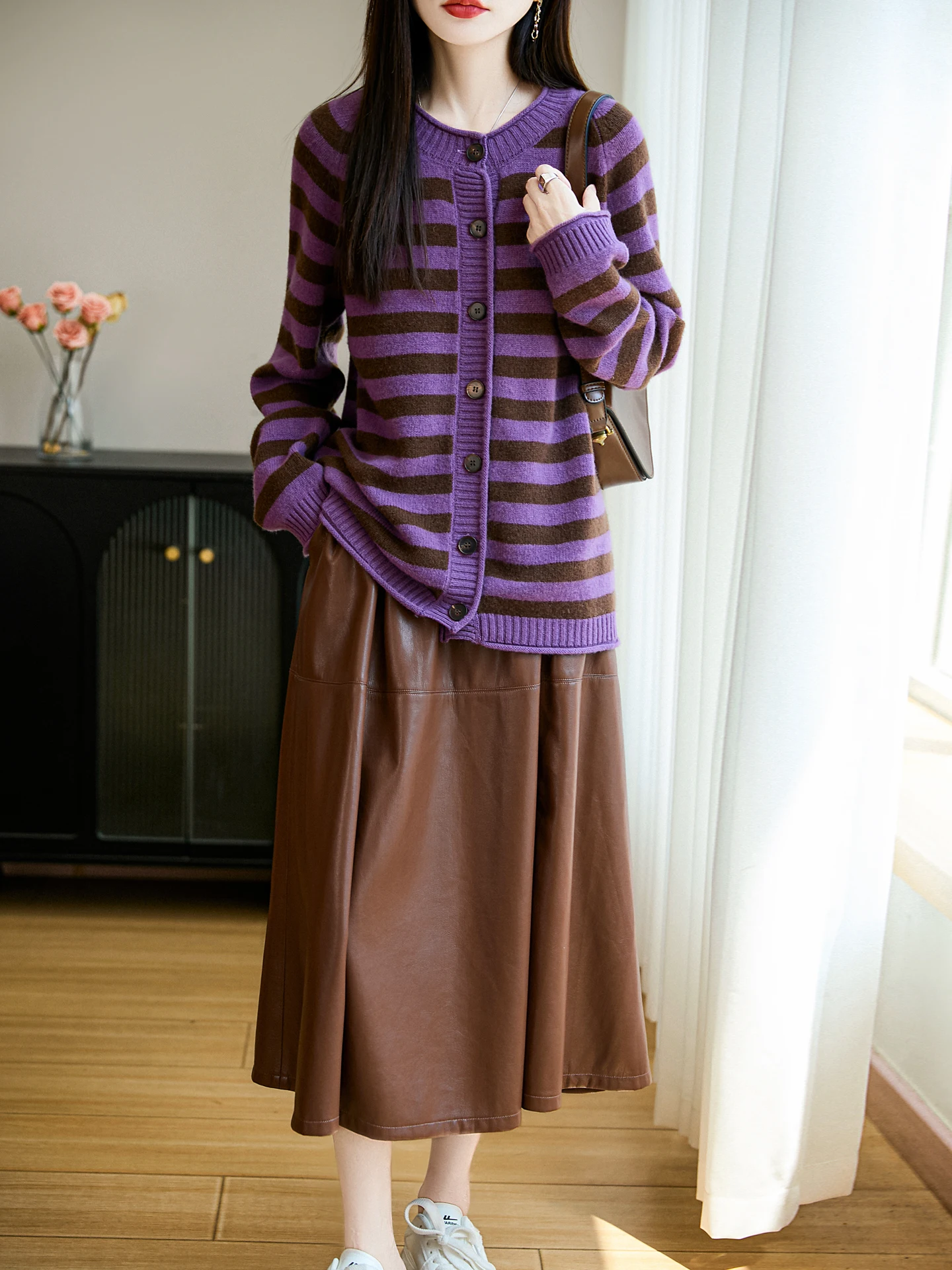 

Fashion Autumn Winter Woman Sweater Elegant Ladies 100% Merino Wool Knitwear Thick Cardigan Cashmere Long Sleeve Clothing Tops