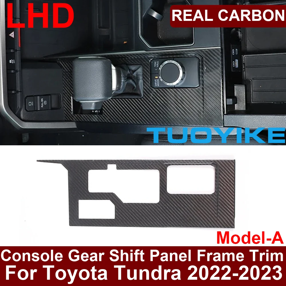 LHD Real Dry Carbon Fiber Interior Center Console Gear Shift Panel Frame Cover Trim Decoration Mode-A For Toyota Tundra 2022-23