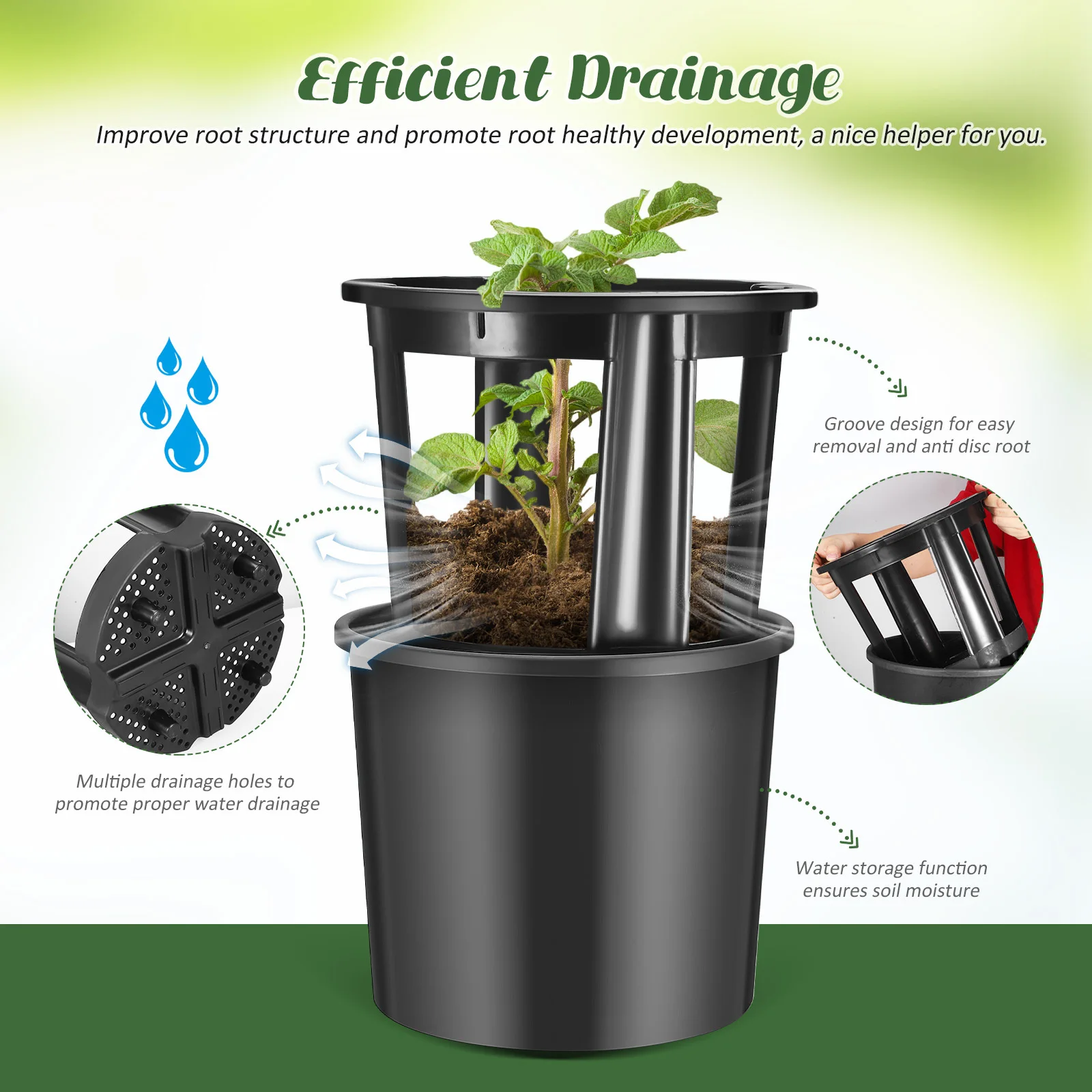 1 مجموعة دلو زراعة البطاطس دائم العملي الحلو البطاطس تنمو وعاء المنزل نمو الخضروات زارع الجذر تطوير صندوق زراعة #2