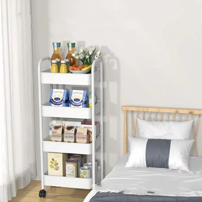 Household Multi-Layer Trolley Rack Kitchen Floor Bedroom Baby Snacks Mobile Bathroom Storage Rack Bathroom Mobile Storage Rack