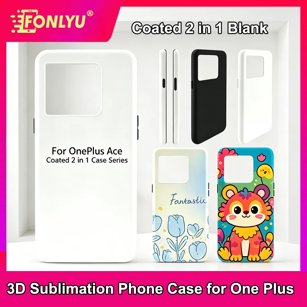 FONLYU 5pcs Coated 2 in 1 Blank Phone Cases for 3D Sublimation Heat Transfer Printing Covers for One plus Ace Sublimation Print