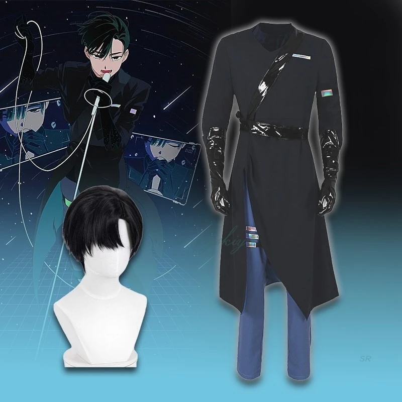 

Anime Alien Stage NEW Ivan Cosplay Costume Black Sorrow Black Cosplay Wig Accessions Halloween Role Playing Full Suit