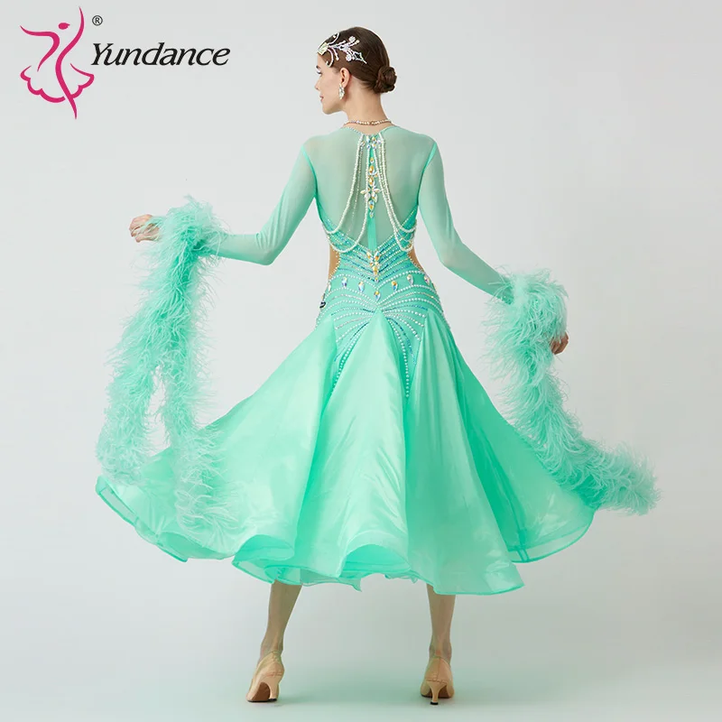 B-23116 New Women Modern Dance Rhinestone Color Diversity Dress Ballroom National Standard Waltz Competition Performance