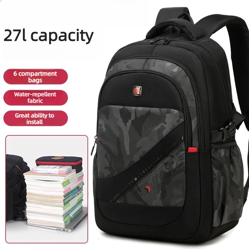 Unisex Super Large Capacity School Bag Simple Dual-Shoulder Backpack for Junior And High School Students Waterproof Urban Style