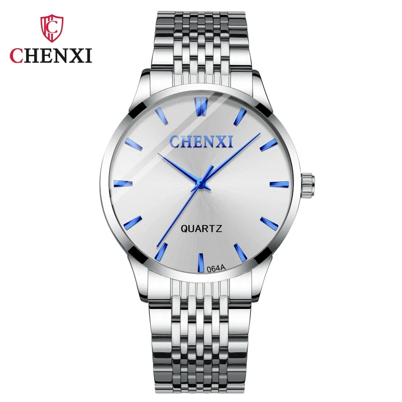 

CHENXI 064, классические мужские кварцевые часы, простые водонепроницаемые часы с ремешком из нержавеющей стали, модные деловые часы для мужчин, reloj hombre