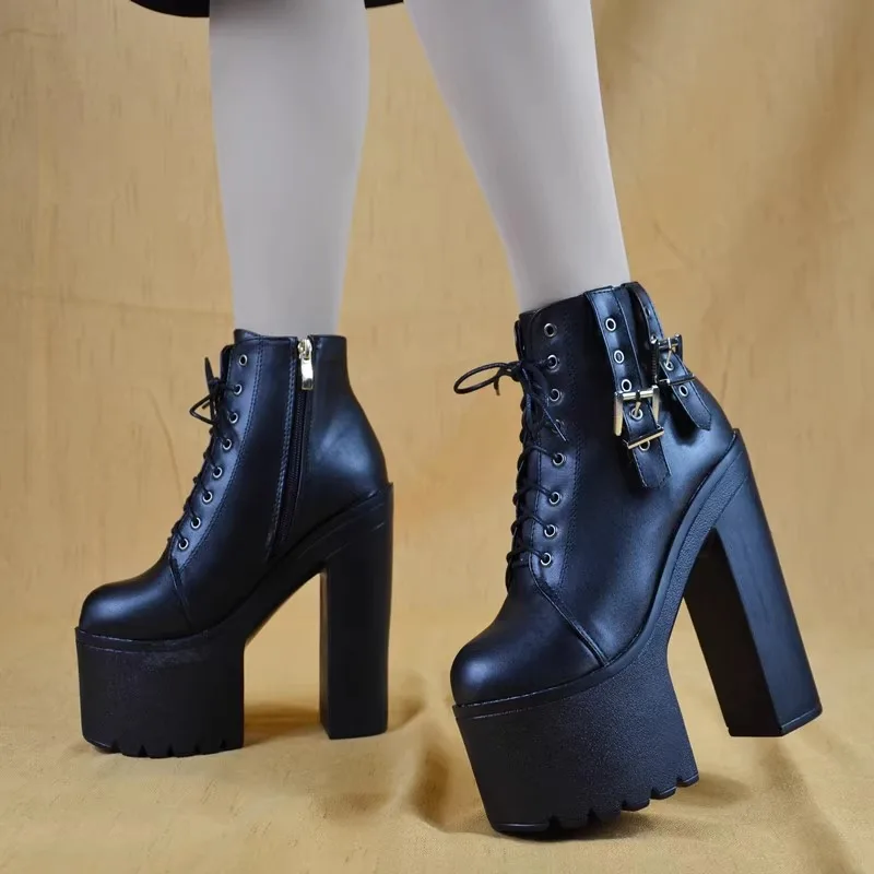 Fashionable Women\'s Boots with 16CM Heels, Waterproof Platform and Thick Soles for 2026 Winte  goth high heels thigh high boot