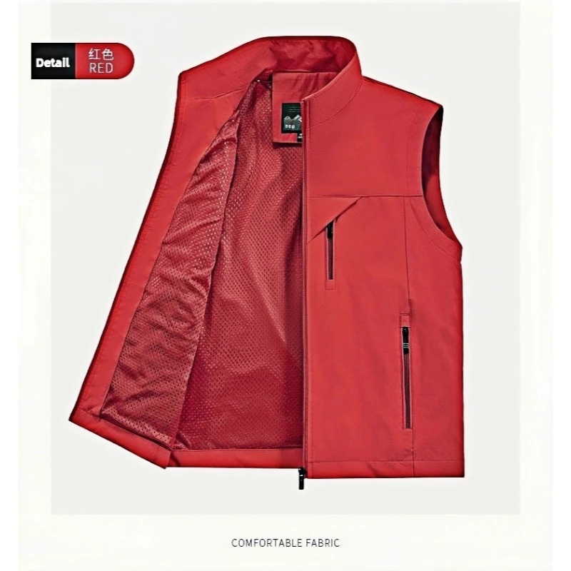 2025 New Fashion Men's Vest Windproof Solid Sleeveless Jacket Motorcycle Ourdoor Waterproof Biker Vest for Men Clothing