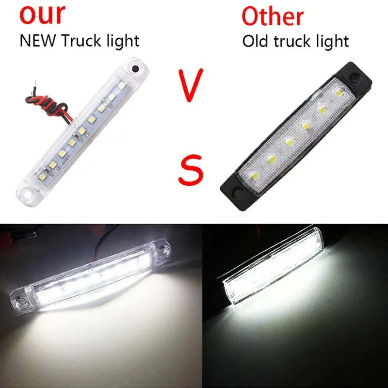 Bright 24v 9LED Truck Trailer Side Marker Indicator Light Set of 2 - Ideal for Bright Car Signal, Rear Warning, Tail, Brake, and