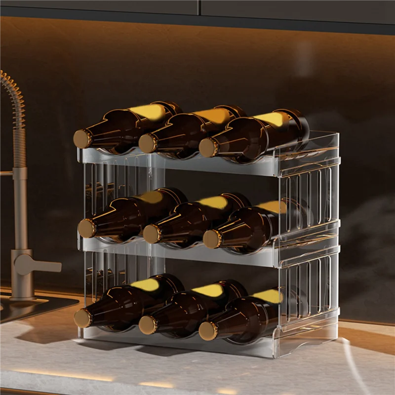 منظم زجاجات المياه ABFU-2X لكوب 40 أونصة بمقبض، منظم أكواب قابل للتكديس لخزانة ملحقات الأكواب 3 طوابق