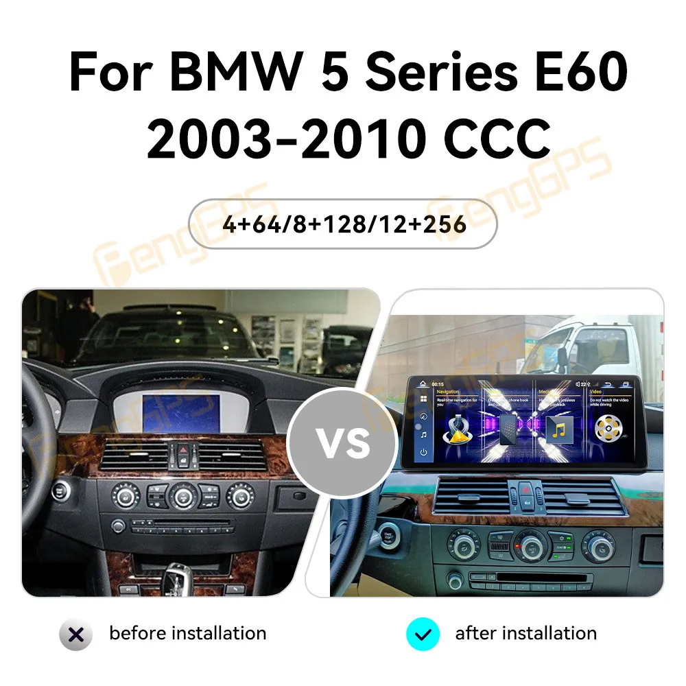 12.9'' UltraThin Screen For BMW 5 Series E60 E61 E63 E64 2004 - 2010 Android Car Radio Wireless Carplay Stereo Receiver Unit