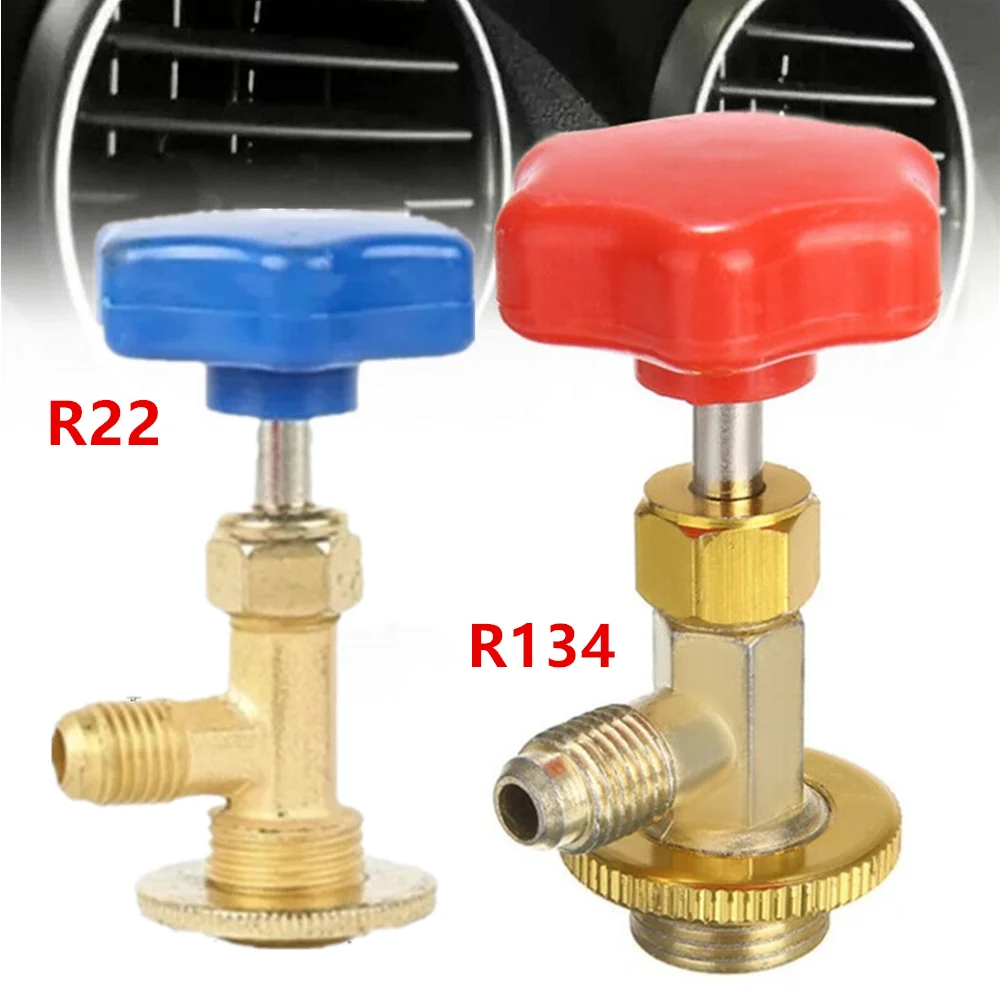 R22 R134A AC Valve Air Conditioning Refrigerant Valve Safety Adapter 1/4 SAE Joint Conditioning Repair Valve Adapter Tool Parts