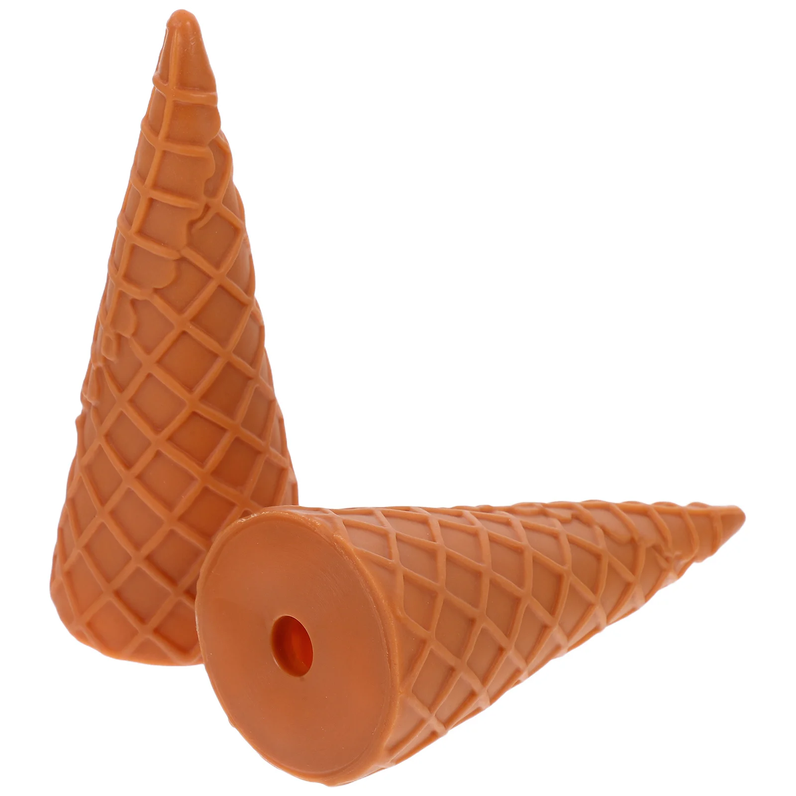 2Pcs Realistic Artificial Ice Cream Cones Lifelike Waffle Simulation Food Dessert Display Photography Prop Pretend Play