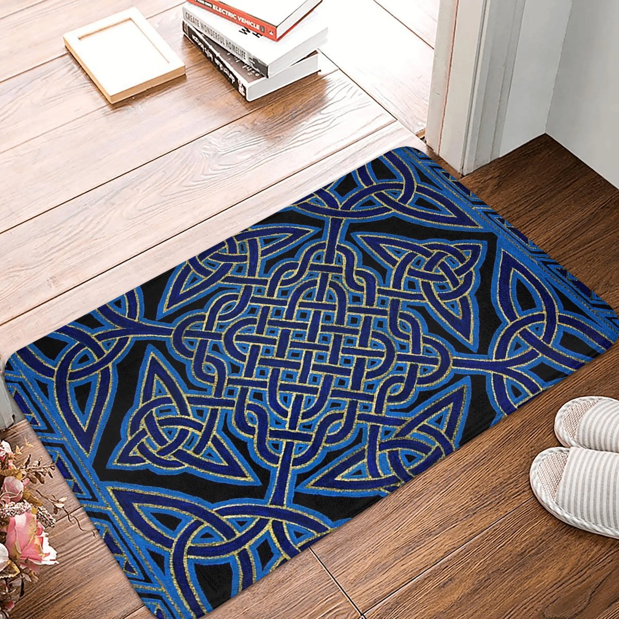 Celtic Meditation Blue Non-slip Doormat Floor Mat Cushion Carpet Rug for Kitchen Entrance Home Balcony Footpad Mats