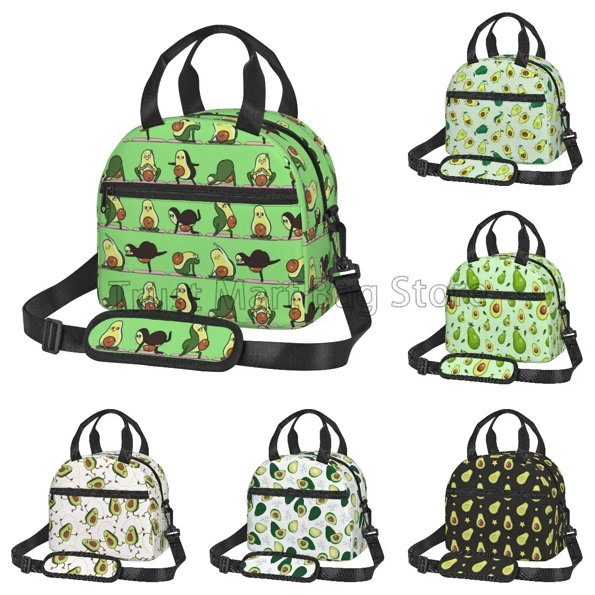 

Cute Avocado Print Insulated Lunch Bag Reusable Thermal Lunch Box for Women Men Waterproof Cooler Tote for Picnic School Work