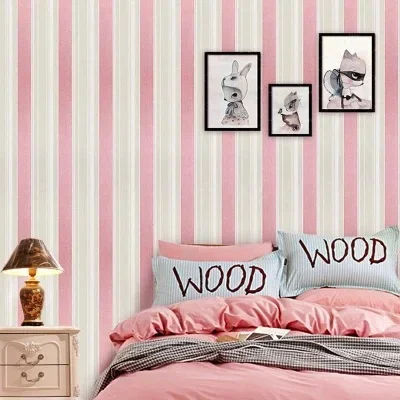 

Simple Modern Mediterranean Vertical Stripe Home Decor Children's Room Wallpaper Wide Vertical Stripe Non woven Fabric Wallpaper