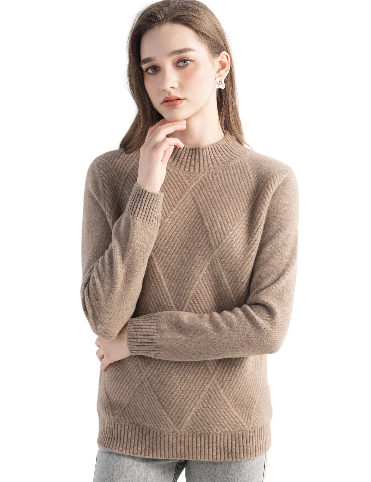Tops for Women Sweater 100%Cashmere Sweater Fall Winter Mock Neck Long Sleeve Pullover New Knit Women Clothes Trend Pulls Femmes