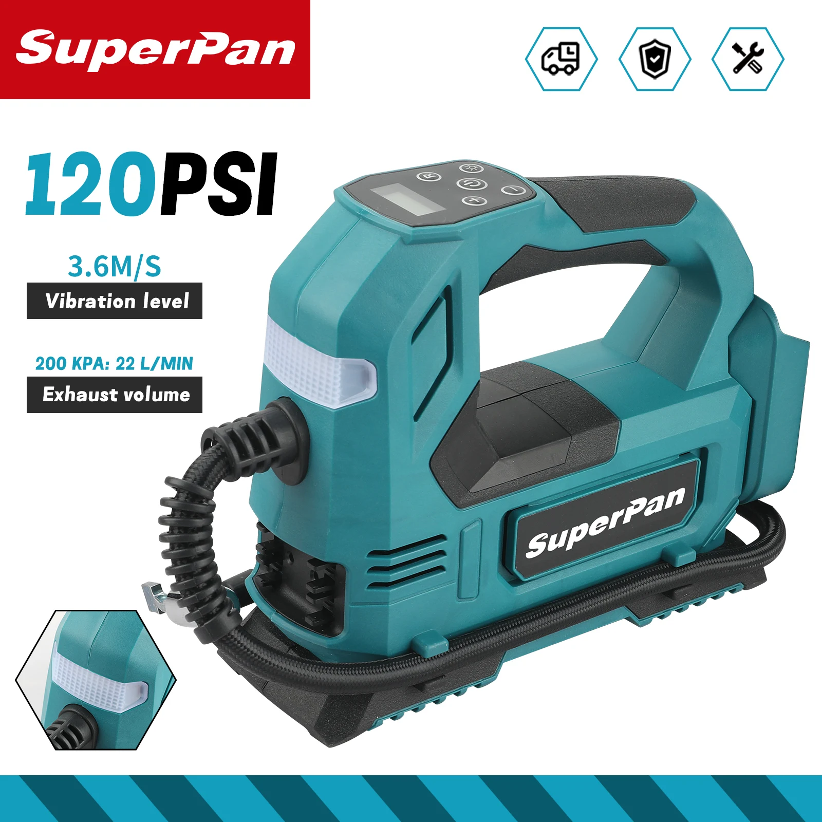 

DYS59 портативный автоматический беспроводной насос электрический воздушный насос автомобильные шины ручной воздушный компрессор для Makita 18 В аккумуляторные штифты