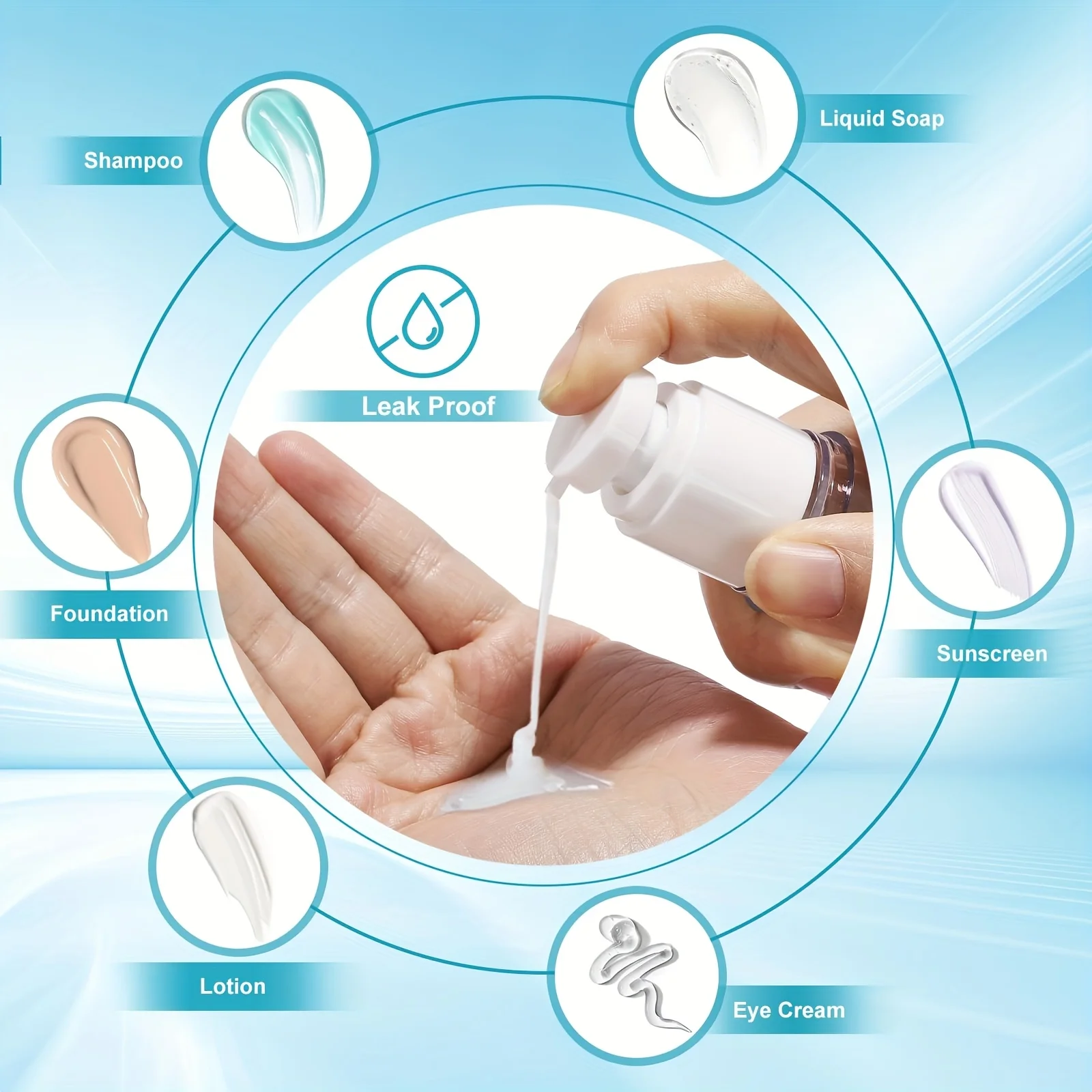 Airless Pump Jar Set with Tools, Vacuum Pump Dispenser Empty Refillable Cosmetic Pump Jars Bottles Lotion Cream Dispenser