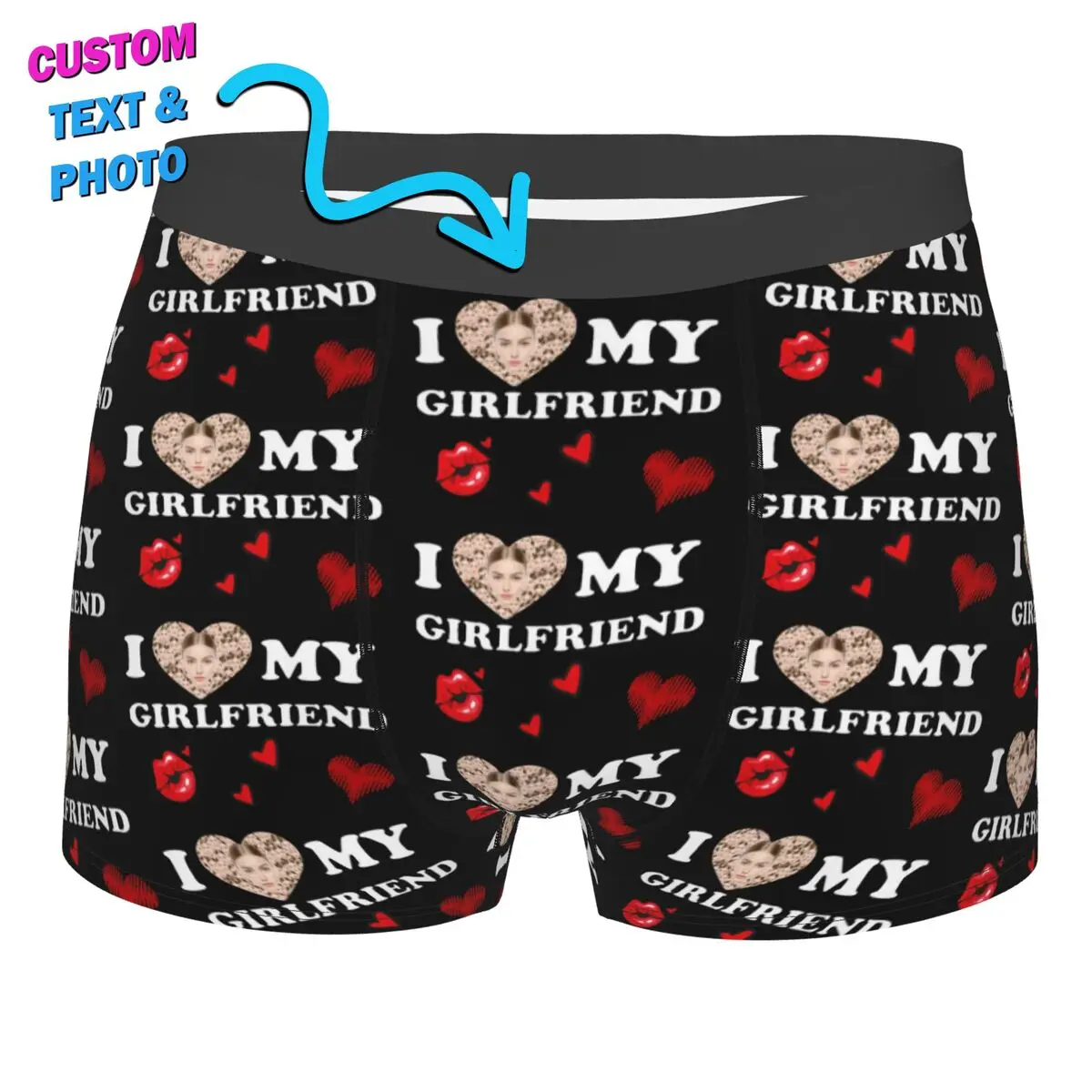 

Customized Male Personalized Custom Face Photo Underwear Valentine's Day Gift Boxer Briefs Stretch Shorts Panties Underpants