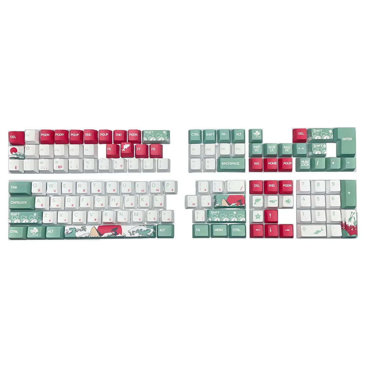 Russian Coral Sea Keycaps OEM XDA Height PBT Dye Sublimation for Mechanical Keyboard AULA F75 Ajazz Akko Fun60 Pro Mad 60he Game