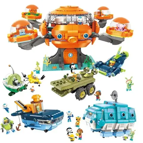 창의적인 아이디어 Octonauts Octopus 빌딩 블록 Octopod Gup 잠수함 보트 Oct-Pod with GUP-C GUP-E GUP-D GUP-K GUP-I 벽돌 세트