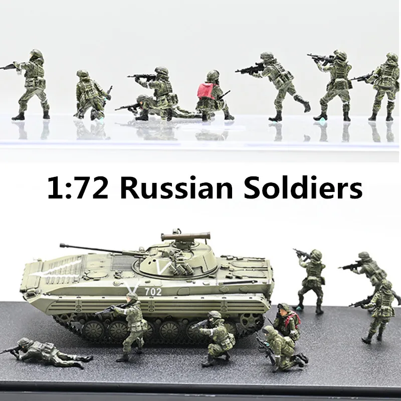 1:72 Scale Model 8 Pcs Russian Soldiers Action Figure Combat Group Toys Scene Accessory Dolls Display Collection Gift For Fans