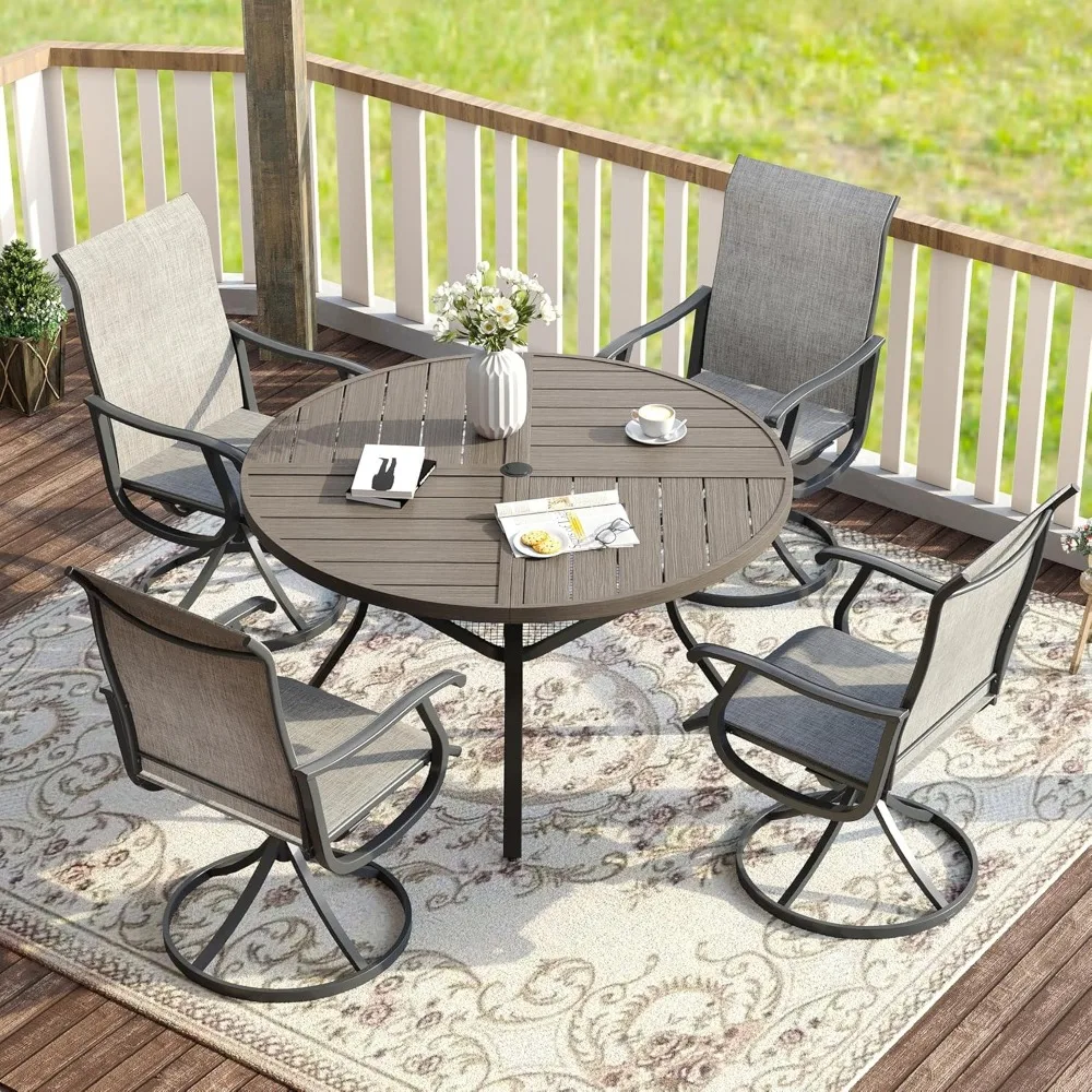 

5 Pieces Patio Dining Set for 4, Outdoor Furniture Set Includes 40.6" Square Outdoor Table and 4 Patio Swivel Chairs for Lawn G