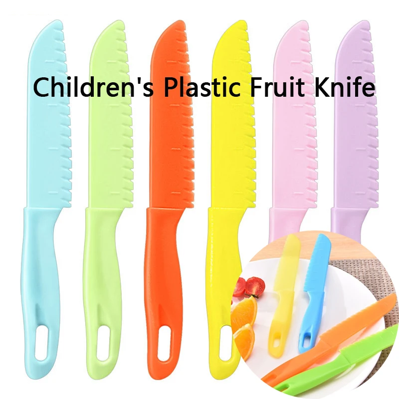 1/2/5Pcs Plastic Fruit Knife Sawtooth Cut Multi Color Safe Bread Lettuce Cooking DIY Children's Knife Kids Kitchen Plastic Knife