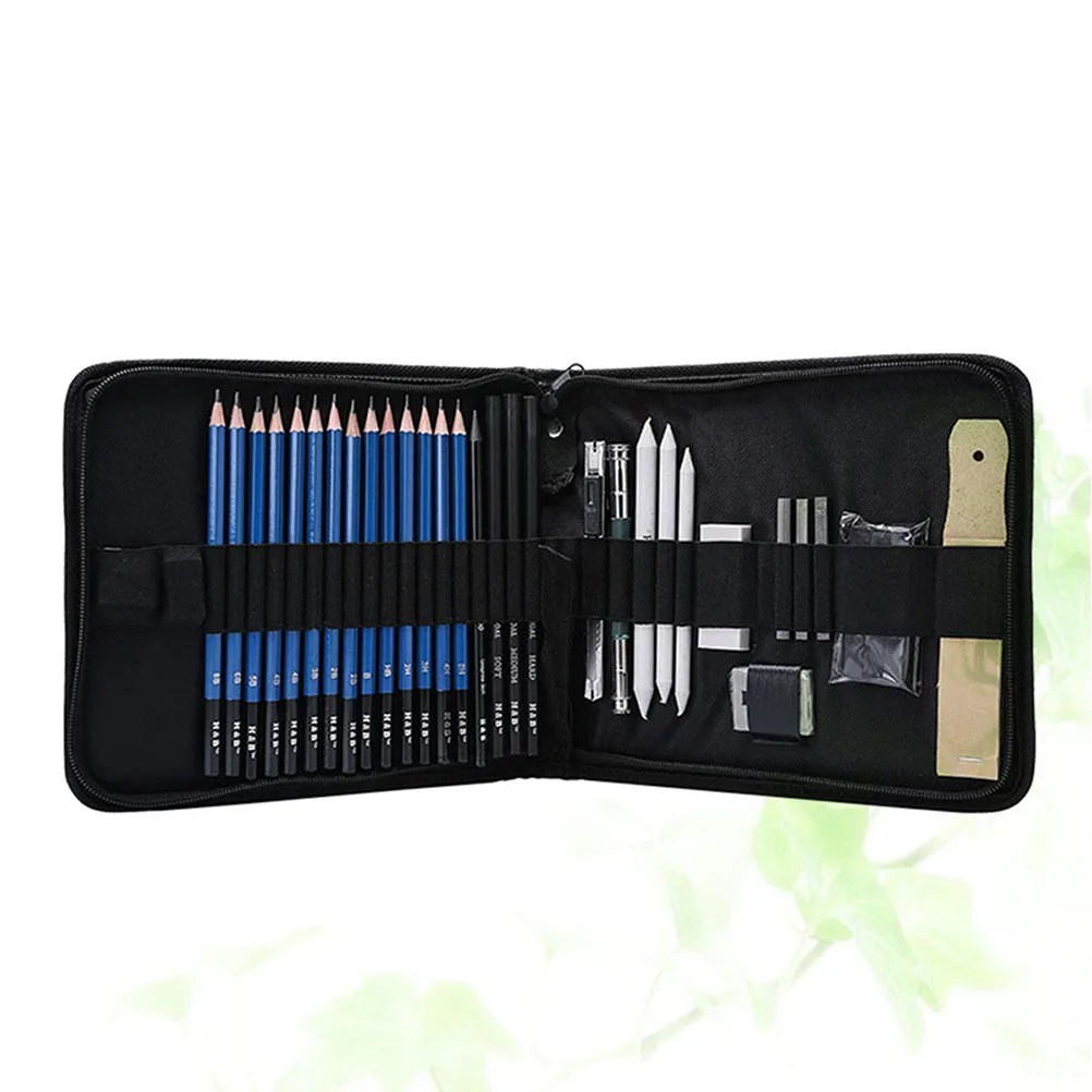 

35Pcs Pencil Zipper Bag Set Professional Sketching Drawing Kit Art Supplies for Students Artists Portable Storage Case