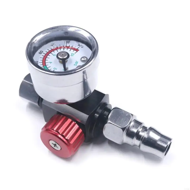 1/4” Air Regulator Convenient Gun-Air Compressor Regulator for w/ Gauge Pneumatic Tools 0 to 140 PSI for Air Y4QC