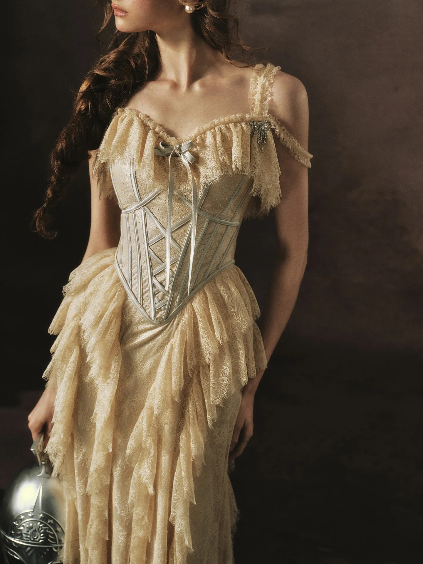 78-101cm Bust Summer Birthday Party Slip Dresses Women French Vintage Lace Corset Dresses Exquisite Palace Style Camisole Dress