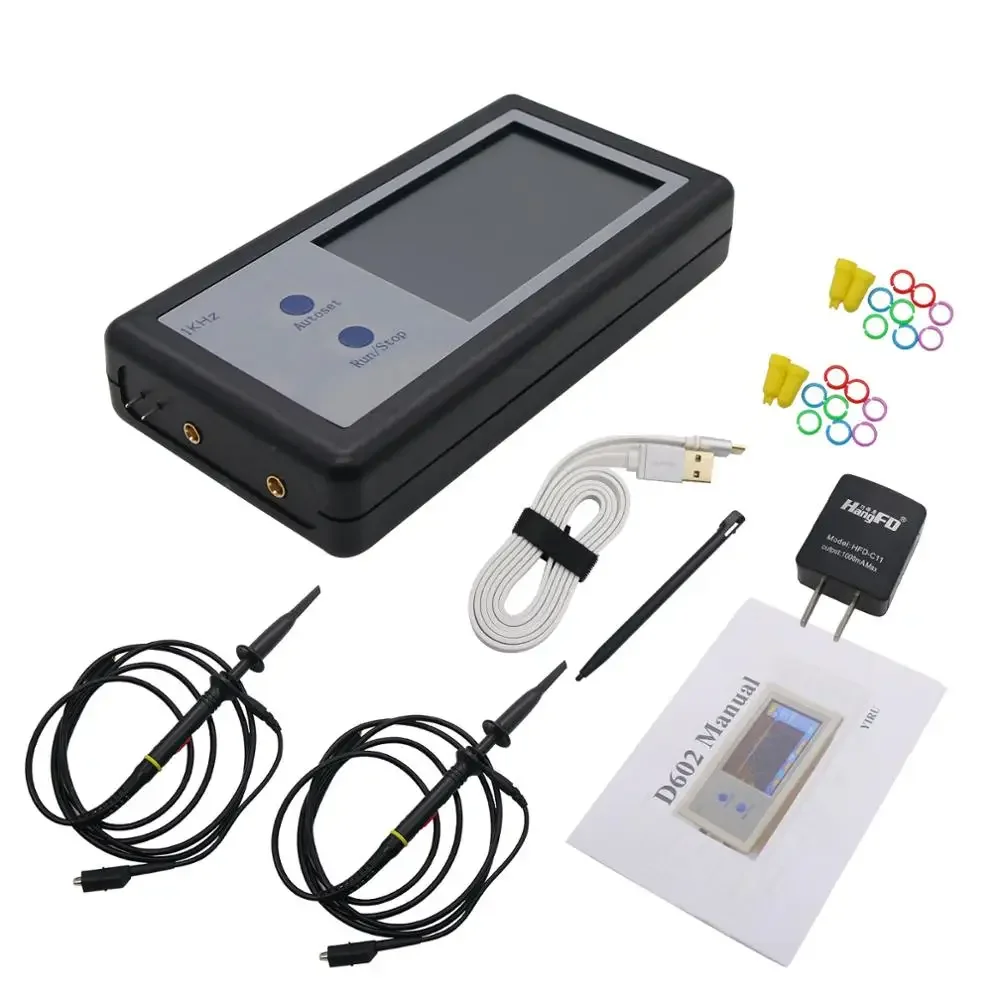 2026 D602 2 Channel Mini Portable Oscilloscope Pocket Sized Touch Panel LCD 200KHz Digital Oscilloscope