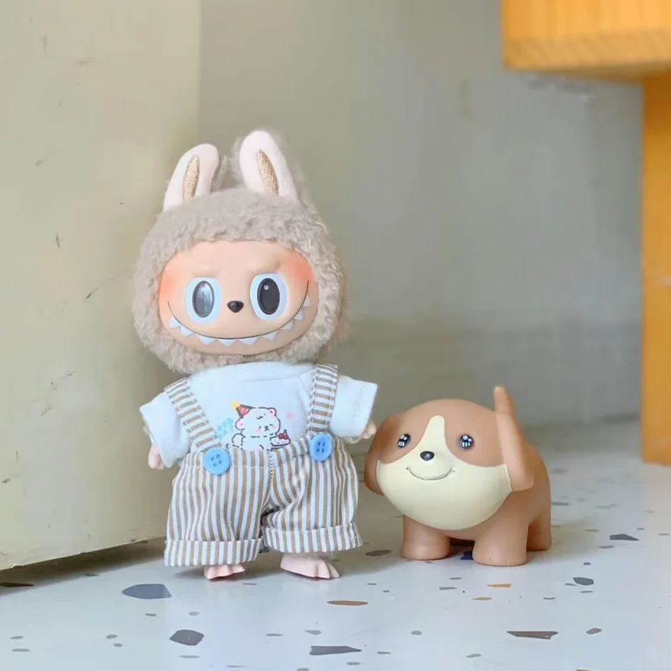 

For 15/17cm Labubu Doll Cute Baby Bib And Romper Set Soft Infant Clothes Ropa Labubu Accessory