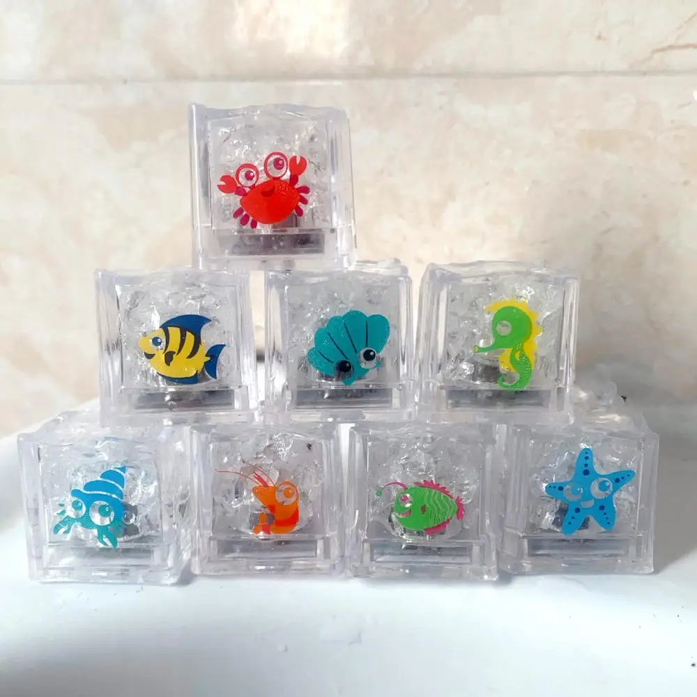 8Pcs Kids Bathing Luminous Ice Cubes Cute Animal Print Colorful LED Light Toys