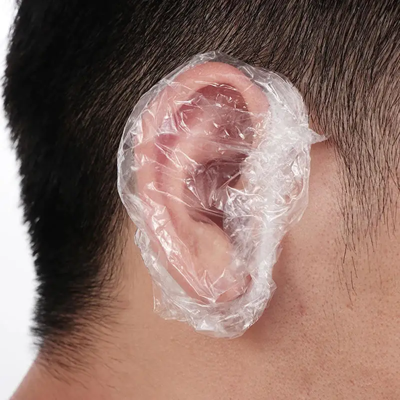 100/300/500Pcs Disposable Waterproof Ear Cover Transparent Bath Shower Hair Salon Earmuffs Coloring Protector Caps